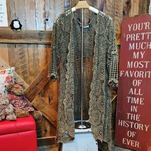 Origami Olive Crochet Lace Cardigan